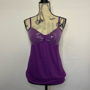 Vintage Sequin Purple Spaghetti Strap Camisole